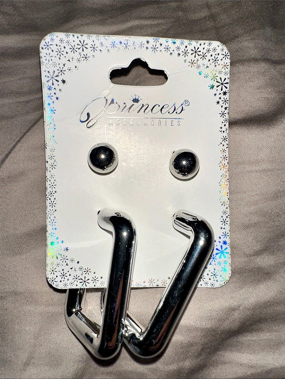 Princess Accessories Silver Hoop Earrings NWT